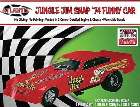 Atlantis Jungle Jim Snap 74 Funny Car Snap Together Plastic Model Car Kit 1/32 Scale #1119
