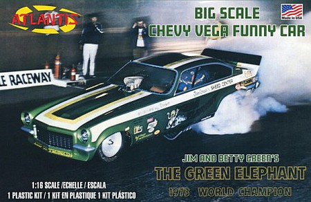 Atlantis Chevy Vega Funny Car (The Green Elephant) Plastic Model Car Kit 1/16 Scale #1494