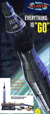 Atlantis Atlas Rocket w/ Gantry & Mercury Capsule Science Fiction Plastic Model 1/110 Scale #1833
