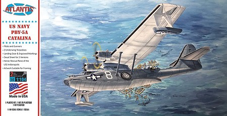 Atlantis PBY-5A USN Catalina Seaplane Plastic Model Airplane 1/104 Scale #5301