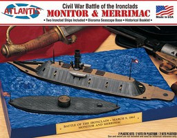 Atlantis USS Monitor & Merrimack Civil War Ironclad Ships Set Plastic Model Military Ship Kit #77257