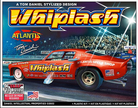 Atlantis Tom Daniels Whiplash Funny Car Snap Together Plastic Model Car Kit 1/32 Scale #8276