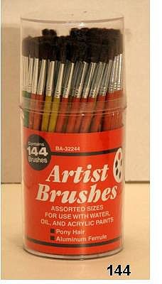 Atlas-Brush Economy Camel Brushes 1-6 144 piece pack Hobby and Model Paint Brush #144