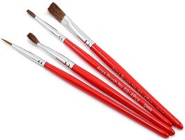 Atlas-Brush Red Sable 4 piece Flat/Round Brush Set Hobby and Model Paint Brush #60-4ps