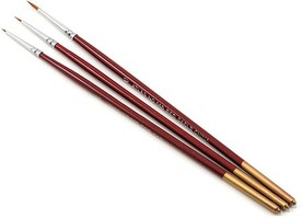 Atlas-Brush Red Sable 3 piece Set (sizes 10/0-5/0-0) Hobby and Model Paint Brush #red