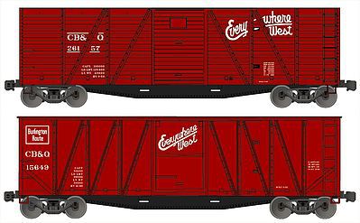 Accurail 40 Wood Outside-Braced Boxcar Kit 1 Each 6 & 8 Panel, CB&Q HO Scale Freight Car #1210