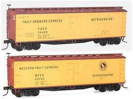 Accurail 40' Wood Reefer 2-Pack Kit Fruit Growers Express HO Scale Model Train Freight Car #1217 Accurail 40' Wood Reefer 2-Pack Kit Fruit Growers Express HO Scale Model Train Freight Car #1217