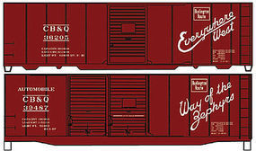 Accurail 40' Steel Boxcar CB&Q (2) HO Scale Model Train Freight Car Kit #1223 Accurail 40' Steel Boxcar CB&Q (2) HO Scale Model Train Freight Car Kit #1223