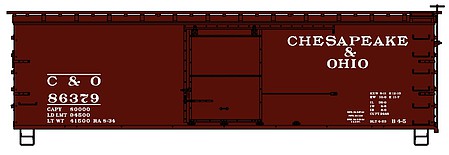 Accurail 36 Double Sheathed Wood Boxcar C&O #86379 HO Scale Model Train Freight Car Kit #1403
