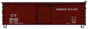 Accurail 36' Double Sheathed Wood Boxcar w/Steel Roof, Wood Ends, Straight Underframe Lehigh Valley Accurail 36' Double Sheathed Wood Boxcar w/Steel Roof, Wood Ends, Straight Underframe Lehigh Valley