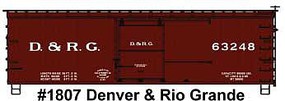 Accurail 36' Double Sheathed Wood Boxcar D&RGW #63248 HO Scale Model Train Freight Car Kit #1807