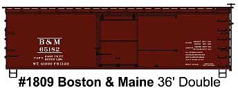 Accurail 36 Double Sheathed Wood Boxcar Kit Boston & Maine HO Scale Model Train Freight Car Kit #1809