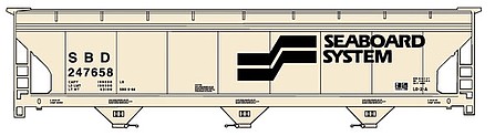 Accurail 47 ACF 3-Bay Center Flow Covered Hopper Seaboard HO Scale Model Train Freight Car Kit #20271