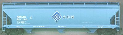 Accurail 47 3-Bay Center Flow Covered Hopper - Kit ADM Blue HO Scale Model Train Freight Car #2037