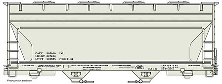 Accurail ACF 2-Bay Covered Hopper Data Only (gray) HO Scale Model Train Freight Car Kit #2296