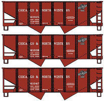 USRA 55-Ton 2-Bay Hopper 3-Pack Kit Chicago & NW HO Scale Model Train Freight Car #24254