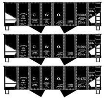 USRA Twin Hopper Chesapeake & Ohio (3 pack Set) HO Scale Model Train Freight Car Kit #24314