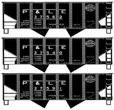 Accurail USRA Twin Hopper Pittsburgh & Lake Erie Kit (3) HO Scale Model Train Freight Car Set #25704