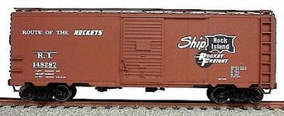 Accurail 40 Single-Door Steel Boxcar Kit Rock Island (Oxide) HO Scale Model Train Freight Car #3518