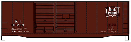 Accurail 40 Double Door Boxcar Kit Rock Island #161239 HO Scale Model Train Freight Car #3643
