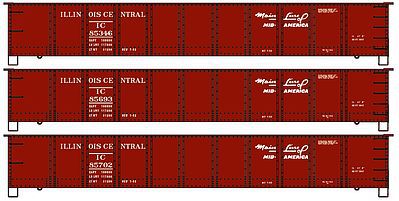 Accurail 41 Steel Gondola 3-Pack - Kit - Illinois Central HO Scale Model Train Freight Car #37454