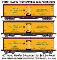 Accurail 40' Wood Reefer 3-Pack Kit Pacific Fruit Express HO Scale Model Train Freight Car #48474 Accurail 40' Wood Reefer 3-Pack Kit Pacific Fruit Express HO Scale Model Train Freight Car #48474