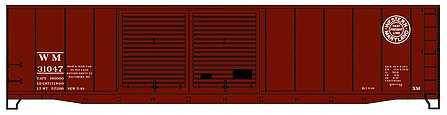 Accurail 50 Double-Door Riveted-Side Steel Boxcar Kit WM #31047 HO Scale Model Train Freight Car #5241