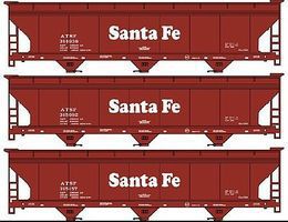 Accurail 47' 3-Bay Center-Flow Covered Hopper (3) Kit Santa Fe HO Scale Model Train Freight Car #8035