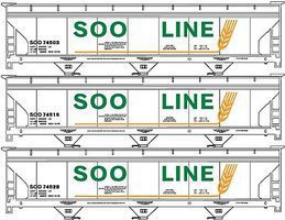 Accurail 47' 3-Bay Center-Flow Covered Hopper Kit Soo Line HO Scale Model Train Freight Car #8038