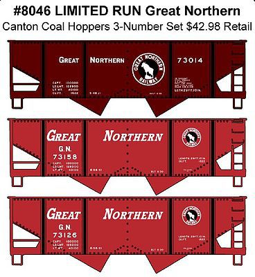 Plastic Kits 3 Pack Accurail HO #8046 Canton Hoppers Great Northern 