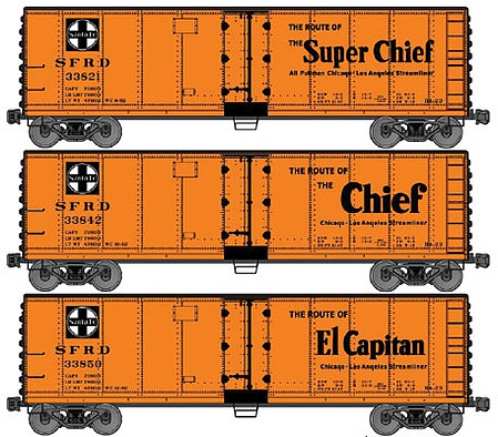 Accurail 40 Steel Reefer ATSF (3) HO Scale Model Train Freight Car Set #8062