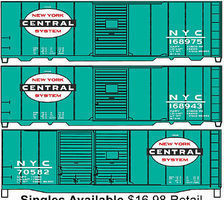 Accurail 40' Steel Boxcar New York Central (3) HO Scale Model Train Freight Car #8063 Accurail 40' Steel Boxcar New York Central (3) HO Scale Model Train Freight Car #8063