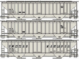 Accurail PS 4750 Hopper Chessie (3) HO Scale Model Train Freight Car Set #8068