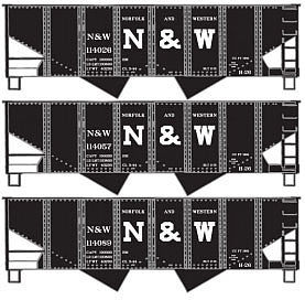 Accurail 55 Ton USRA Hopper Norfolk & Western (3) HO Scale Model Train Freight Car #8070