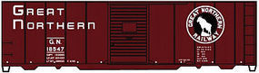 40' Steel Boxcar Great Northern brown HO Scale Model Train Freight Car #80722