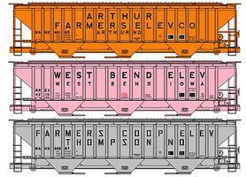 Accurail PS 4750 Grain Hopper Co-Op Set (3) HO Scale Model Train Freight Car Set #8078 Accurail PS 4750 Grain Hopper Co-Op Set (3) HO Scale Model Train Freight Car Set #8078