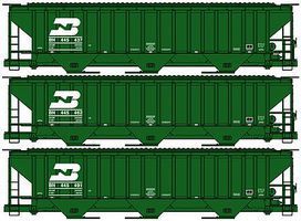 Accurail PS 4750 Grain Hopper Burlington Northern (3) HO Scale Model Train Freight Car #8080 Accurail PS 4750 Grain Hopper Burlington Northern (3) HO Scale Model Train Freight Car #8080