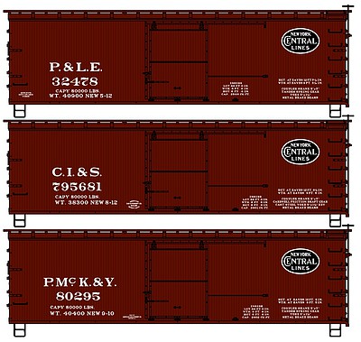 Accurail 36 Wood Boxcar 3-Pack - Kit New York Central
