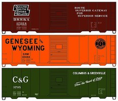 Accurail 40' Steel Boxcar 3-Pack Kit 1 Each- Genessee & Wyoming, Duluth South Shore& Atlantic, Columbus & Greenvi Accurail 40' Steel Boxcar 3-Pack Kit 1 Each- Genessee & Wyoming, Duluth South Shore& Atlantic, Columbus & Greenvi