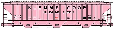 Accurail PS 4750 3-Bay Covered Hopper kit Klemme Co Op #4237 HO Scale Model Train Freight Car #80911