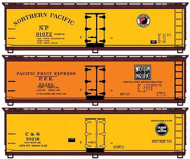 Accurail 40 Wood Refrigerator reefer kits 3 Car Set NP/WP/C&S HO Scale Model Train Freight Car #8098
