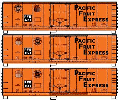 Accurail 40 Steel Reefer kit Pacific Fruit Express 3 car set HO Scale Model Train Freight Car #8101