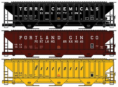 Accurail PS 4750 Covered Hopper kit 3-Car Set HO Scale Model Train Freight Car #8102