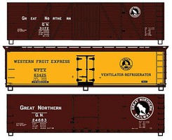 Accurail 50' Steel Boxcar and Reefer kits Great Northern (3) HO Scale Model Train Freight Car #8110