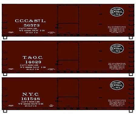 Accurail 40 Double-Sheathed Wood Boxcar kit 3 pack NYC HO Scale Model Train Freight Car #8117