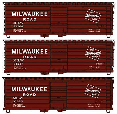 Accurail 40 Rib Side Steel Boxcar kits 3 pack HO Scale Model Train Freight Car Set #8124