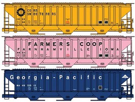 Accurail HO PS Cvd Hopper 3# Set Private Owner Accurail HO PS Cvd Hopper 3# Set Private Owner