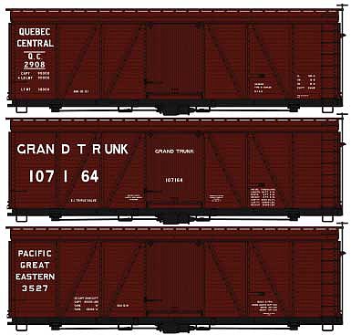 Accurail 36 Fowler Wood Boxcars 3 pack kit HO Scale Model Train Freight Car #8135