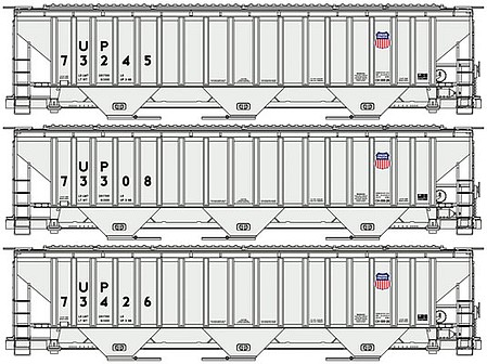 Accurail PS Covered Hoppers Union Pacific 3 pack kits HO Scale Model Train Freight Car Set #8138