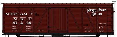 Accurail 36 Fowler Wood Boxcar Kit Nickel Plate Road #97236 HO Scale Model Train Freight Car #81401
